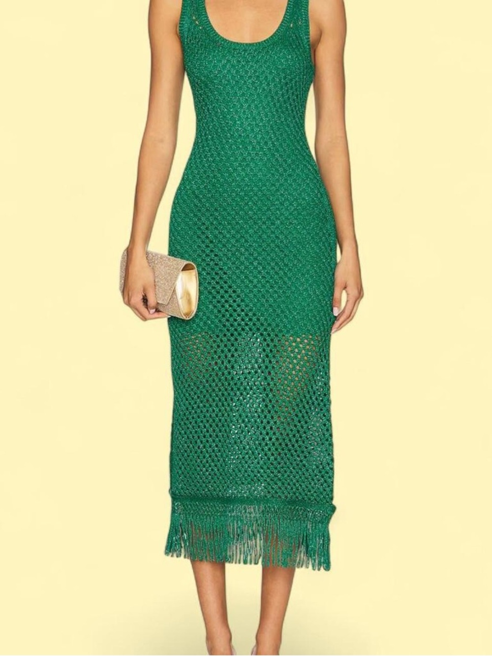 Simon Miller Roca Dress | Green Crochet Fringe Midi Dress - Women - Size Small